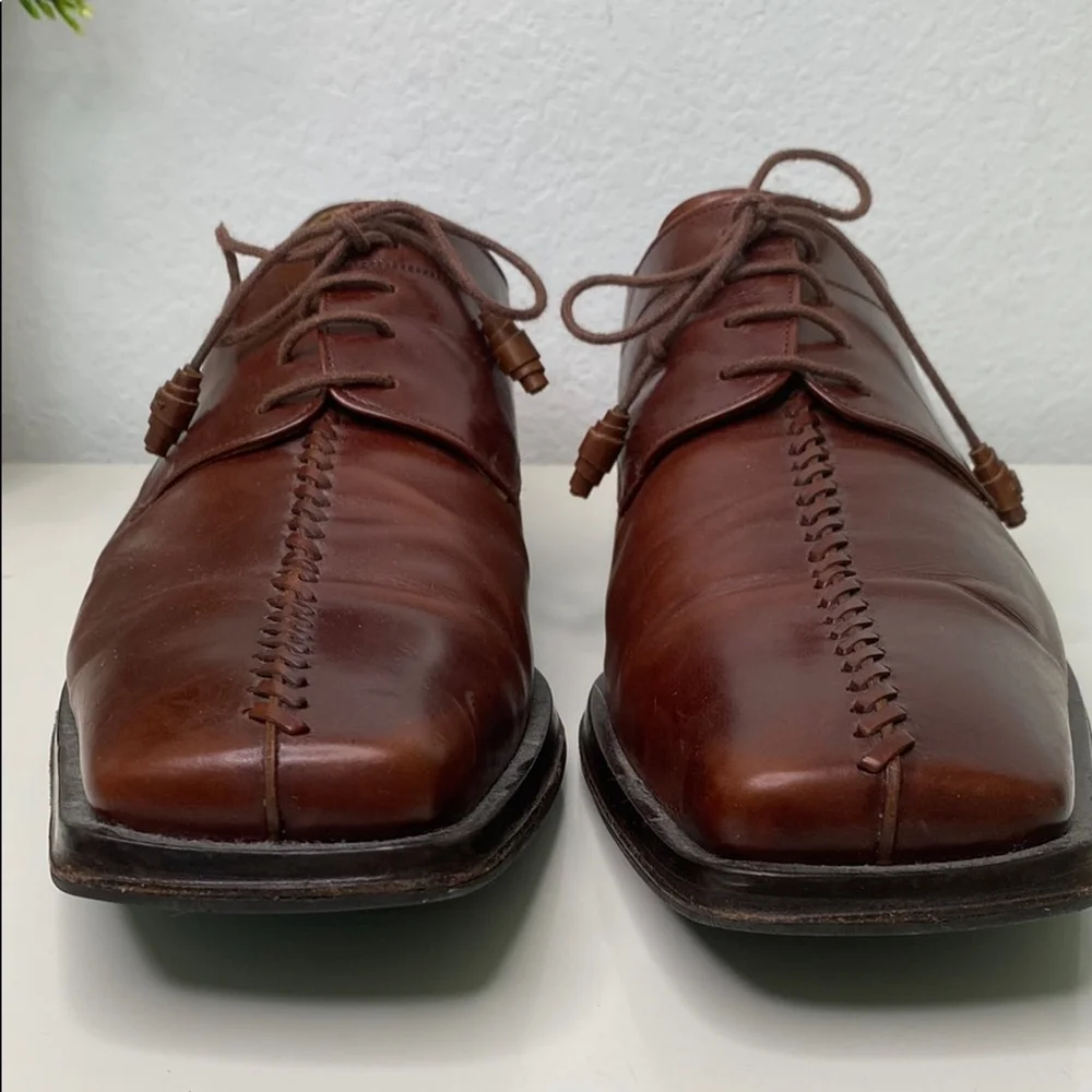 Mezlan Turbo Oxford Dress Shoe Brown Leather‎ Decorative Center Stitch 12US M